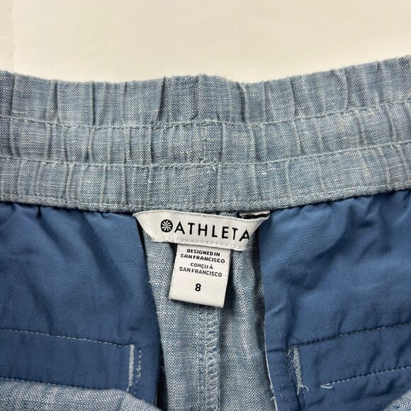 Athleta Blue Chambray Linen Cabo Wide Leg Pant 8 - Picture 3 of 8